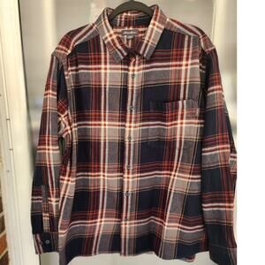 Eddie Bauer Flannel Shirt Multicolor Plaid Button Front Pocket 2XL